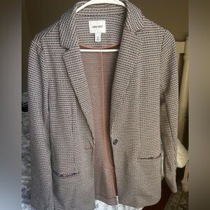 Nine West Women's Checkered Blazer - Brown, Tan and White